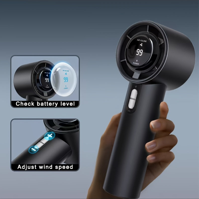 Portable Handheld Fan, 13000rpm Ultra-High Speed Quick Cooling, 100-Level Super Power USB Fan, Large Battery Capacity, Mini Portable Fan, USB Rechargeable, Power Bank Function, Lightweight, Compact, and Easy to Carry for Outdoor Activities