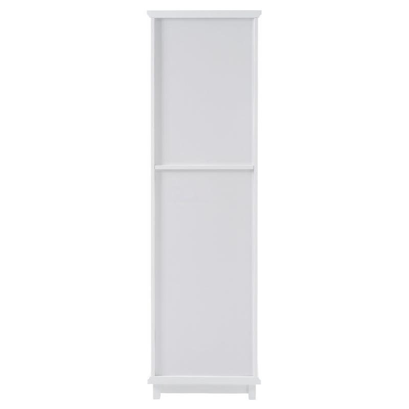 63" Tall Bathroom Storage Cabinet with Glass Doors, Free-Standing, Two Drawers, and Adjustable Shelves, MDF Board, Painted white - Perfect for Displaying Your Favorite Items