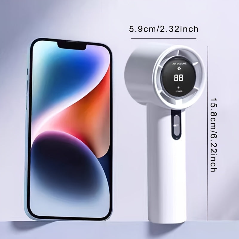 Portable Handheld Fan, 13000rpm Ultra-High Speed Quick Cooling, 100-Level Super Power USB Fan, Large Battery Capacity, Mini Portable Fan, USB Rechargeable, Power Bank Function, Lightweight, Compact, and Easy to Carry for Outdoor Activities