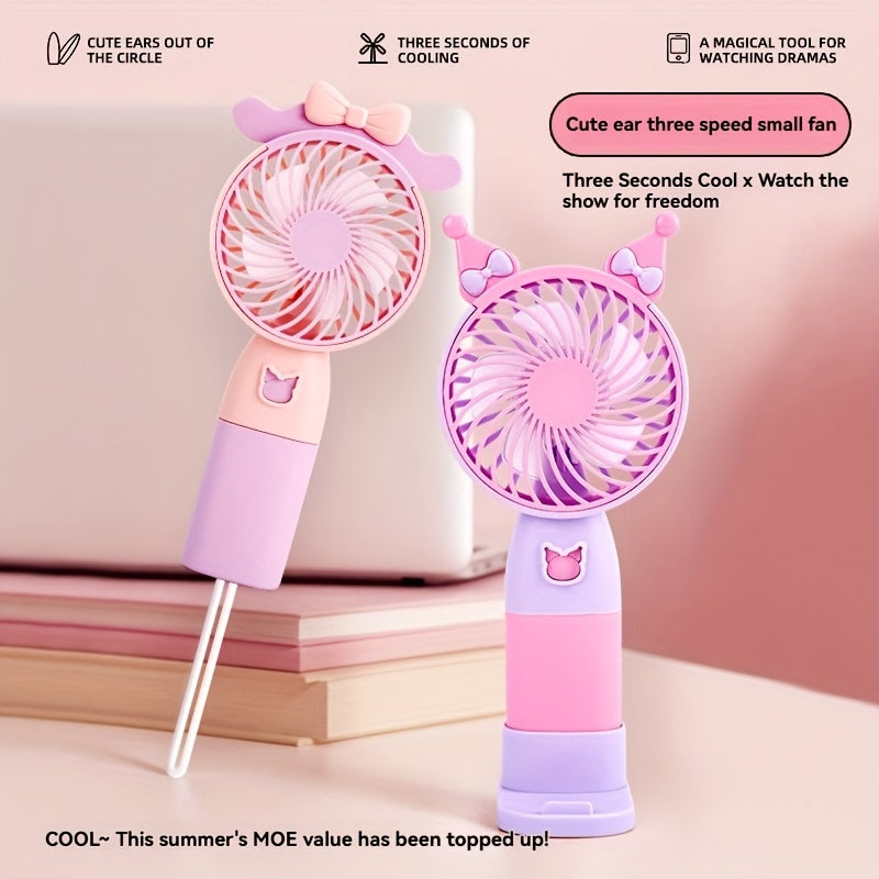 Mini Portable Wearable Fan With Phone Stand - Rechargeable, USB Charging, Handheld, Table Fan For Indoor And Outdoor Use - Perfect For Office, Travel, Camping, And Outdoors