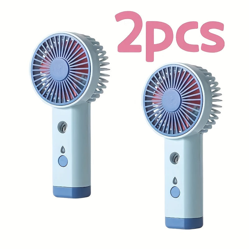 2/1pc Rechargeable Handheld Mist Fan with USB Charging, Portable Mini Cooling Fan with Water Spray Function, Lightweight And Quiet for Indoor & Outdoor Use, Handheld Fan