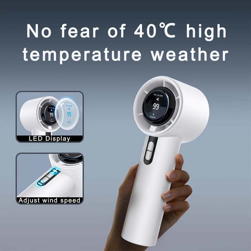 Portable Handheld Fan, 13000rpm Ultra-High Speed Quick Cooling, 100-Level Super Power USB Fan, Large Battery Capacity, Mini Portable Fan, USB Rechargeable, Power Bank Function, Lightweight, Compact, and Easy to Carry for Outdoor Activities