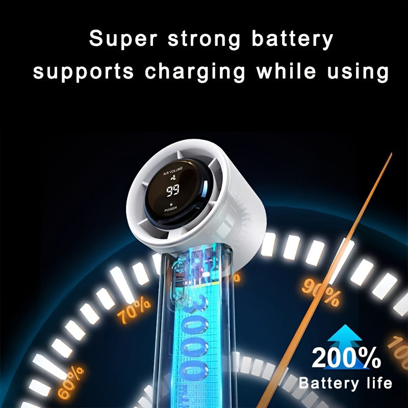 Portable Handheld Fan, 13000rpm Ultra-High Speed Quick Cooling, 100-Level Super Power USB Fan, Large Battery Capacity, Mini Portable Fan, USB Rechargeable, Power Bank Function, Lightweight, Compact, and Easy to Carry for Outdoor Activities