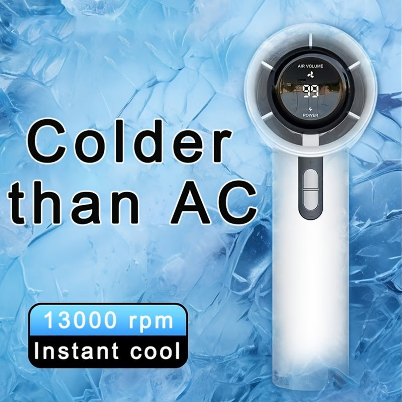 Portable Handheld Fan, 13000rpm Ultra-High Speed Quick Cooling, 100-Level Super Power USB Fan, Large Battery Capacity, Mini Portable Fan, USB Rechargeable, Power Bank Function, Lightweight, Compact, and Easy to Carry for Outdoor Activities
