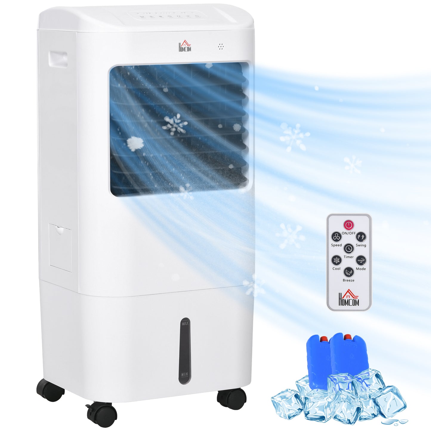 Evaporative Air Cooler, 3-In-1 Ice Cooling Fan with Remote, White