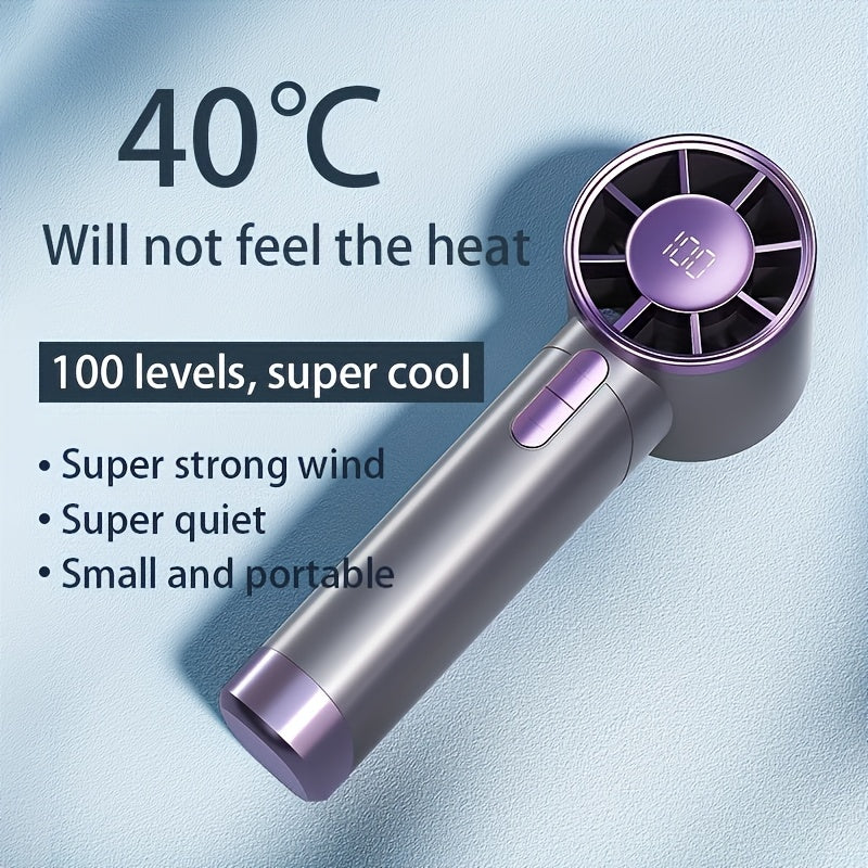 Fashionable Portable Handheld Fan, 1-100 Adjustable Speed - USB Charging, 3000mAh Lithium Battery, Digital Display - Ideal Choice For Travel, Camping, And Outdoor Activities - Perfect Gift For Men And Women, Portable Fan USB Fan