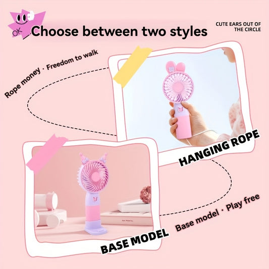 Mini Portable Wearable Fan With Phone Stand - Rechargeable, USB Charging, Handheld, Table Fan For Indoor And Outdoor Use - Perfect For Office, Travel, Camping, And Outdoors