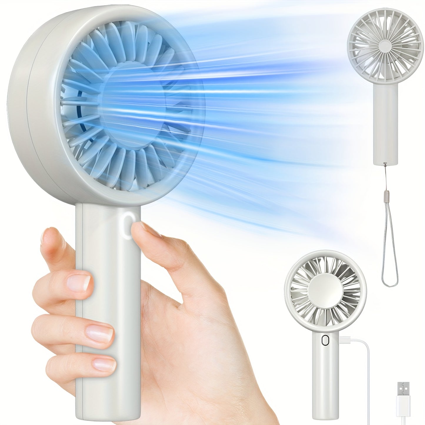 [Strong Turbo Fan] Portable Mini Handheld Fan | Super Strong Wind Turbo Fan With 3 Speeds Adjustable, Desktop & Cooling Hand Fan With Base, Travel Fan(8.5H Working Time) With USB Rechargeable Battery Operated