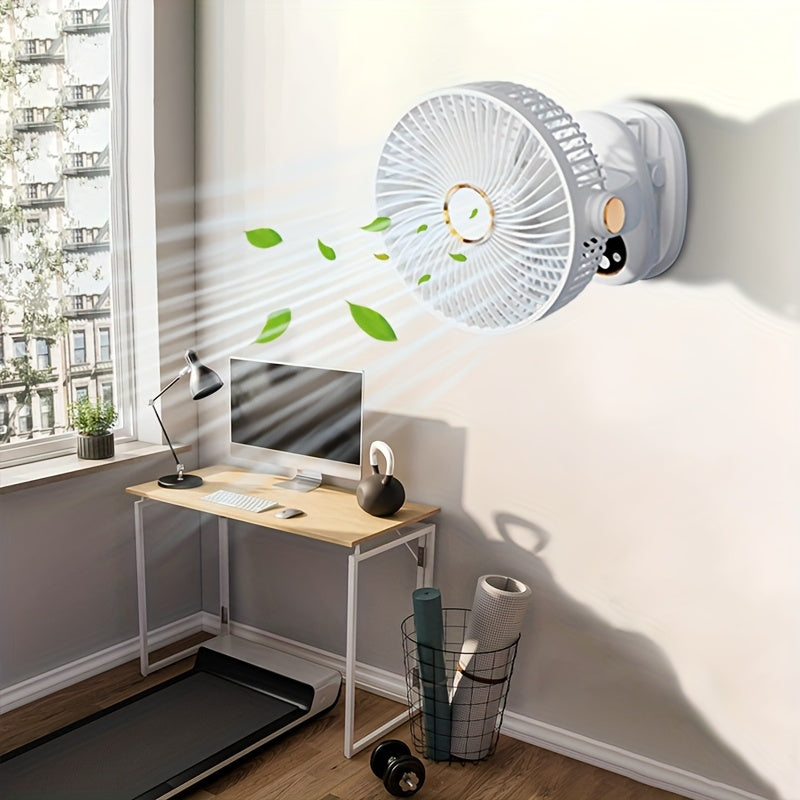 [5-speed Portable Fan] 5-speed Rechargeable Portable Fan | USB Desktop Fan, Clip-on Fan, Battery-powered Fan, 5000mAh, 720° Rotatable Automatic Shaker, Sturdy Fixture Suitable for Home, Camping, Treadmill Office