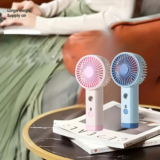 2/1pc Rechargeable Handheld Mist Fan with USB Charging, Portable Mini Cooling Fan with Water Spray Function, Lightweight And Quiet for Indoor & Outdoor Use, Handheld Fan