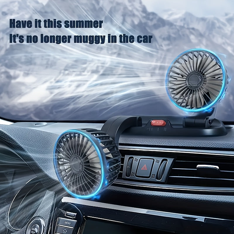 USB-5V Car Fan with Three Heads, Multi-Angle Adjustable, Unobstructed View, Suitable for Various Occasions, Compact and Lightweight, Space-Saving, Double-Sided Adhesive Installation, Easy to Install, Popular Car Fan, Usable in All Seasons