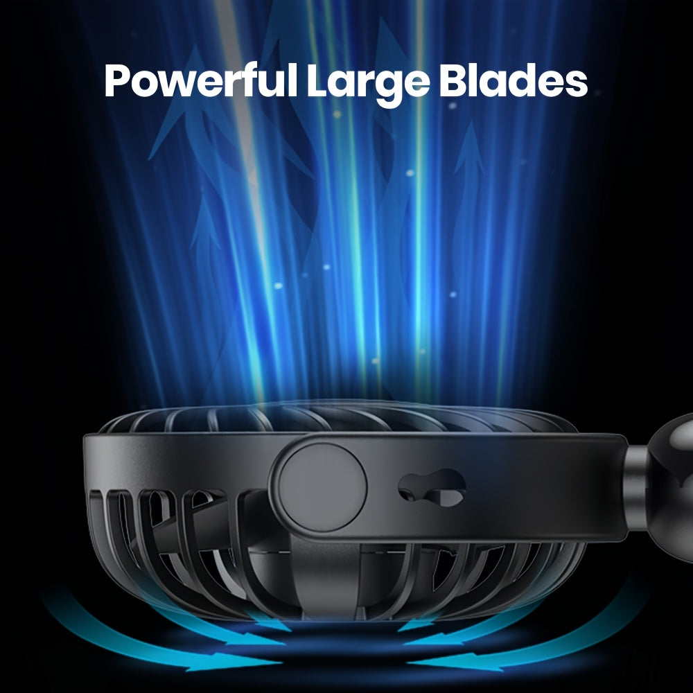 [Portable Handheld Fan] TOPK 3-in-1 Portable Handheld Fan | 360° Rotatable 4-Speed Mini Fan with LED Display, 5000mAh Rechargeable Battery, Durable Fan Blades for Home, Office, Travel & Outdoor