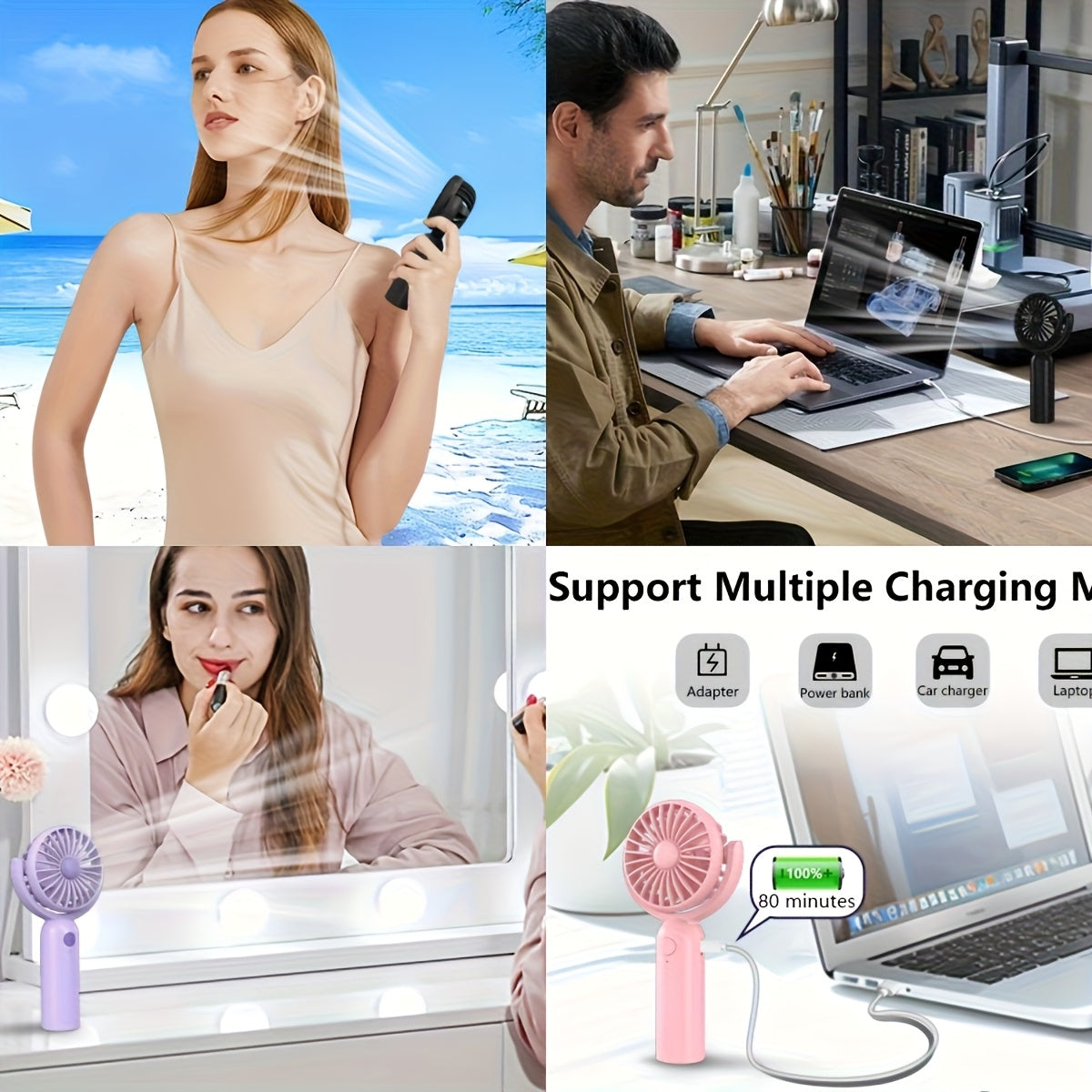 [Portable Fan] Rechargeable Portable Handheld Fan | USB Fan For Travel/Camping/Outdoor, Ideal Gift For Mother's Day, Father's Day, Valentine's Day, Birthday For Men And Women