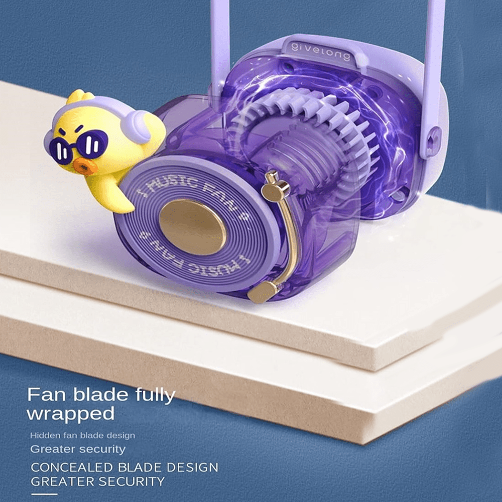 Cute Lazy Hanging Neck Fan, Mini Cartoon Outdoor Portable, Rechargeable Lanyard Leafless Small Handheld Fan for Friends