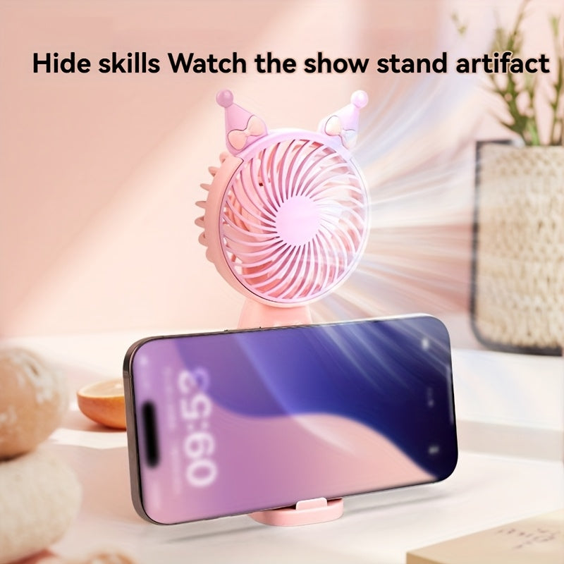 Mini Portable Wearable Fan With Phone Stand - Rechargeable, USB Charging, Handheld, Table Fan For Indoor And Outdoor Use - Perfect For Office, Travel, Camping, And Outdoors