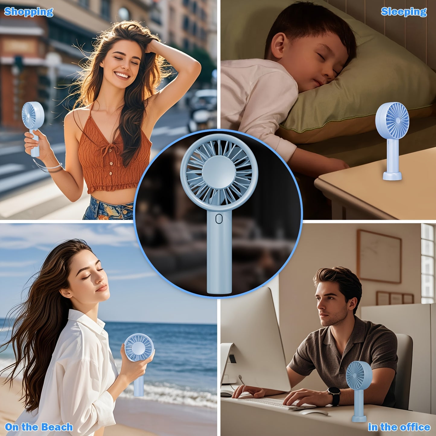 [Strong Turbo Fan] Portable Mini Handheld Fan | Super Strong Wind Turbo Fan With 3 Speeds Adjustable, Desktop & Cooling Hand Fan With Base, Travel Fan(8.5H Working Time) With USB Rechargeable Battery Operated