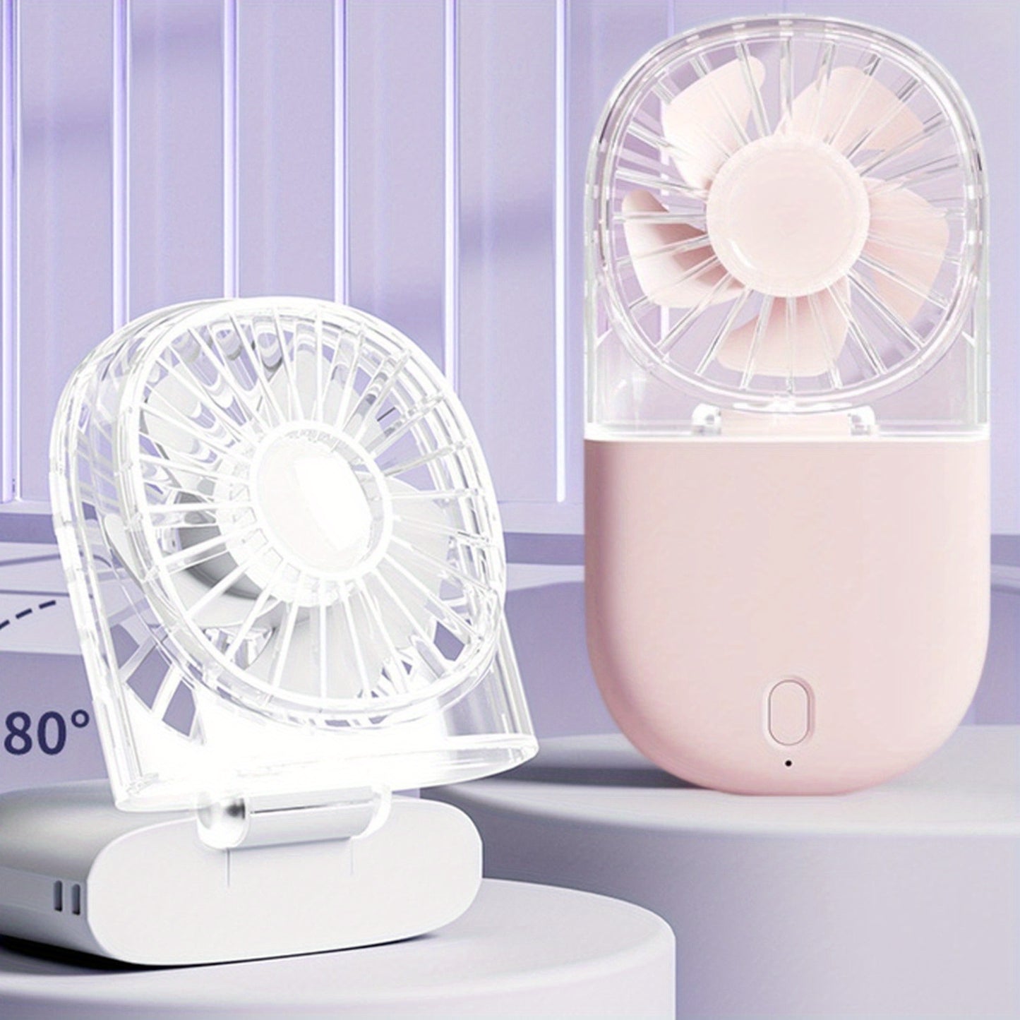 Portable Neck Fan - 5-Speed Folding Handheld & Desk Fan, USB-C Rechargeable 1200mAh, Lightweight Quiet Operation for Travel, Camping, Office, Indoor/Outdoor Use - Summer Essentials, Outdoor Cooling, Transparent Design, Brushless Dc Motor