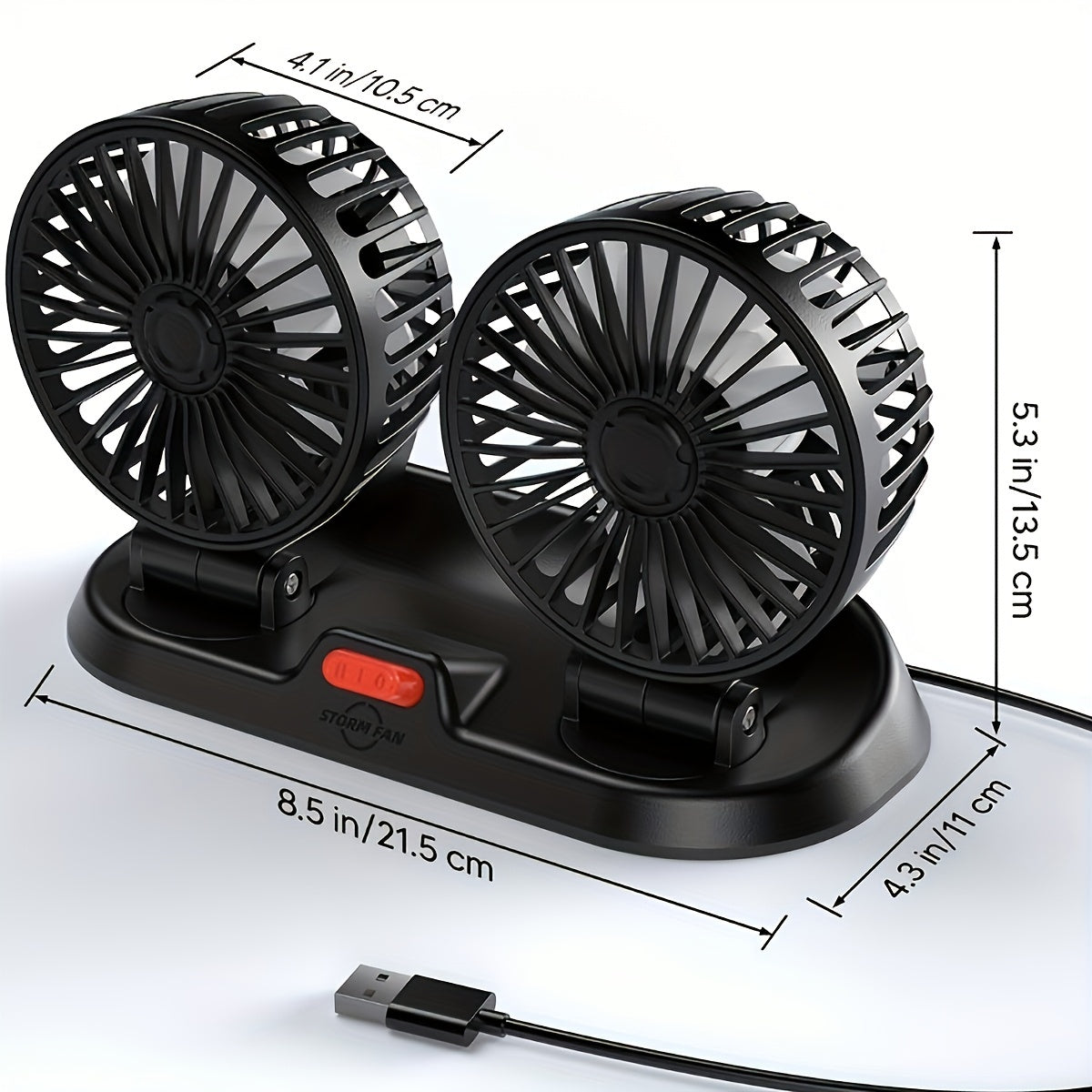 USB-5V Car Fan with Three Heads, Multi-Angle Adjustable, Unobstructed View, Suitable for Various Occasions, Compact and Lightweight, Space-Saving, Double-Sided Adhesive Installation, Easy to Install, Popular Car Fan, Usable in All Seasons