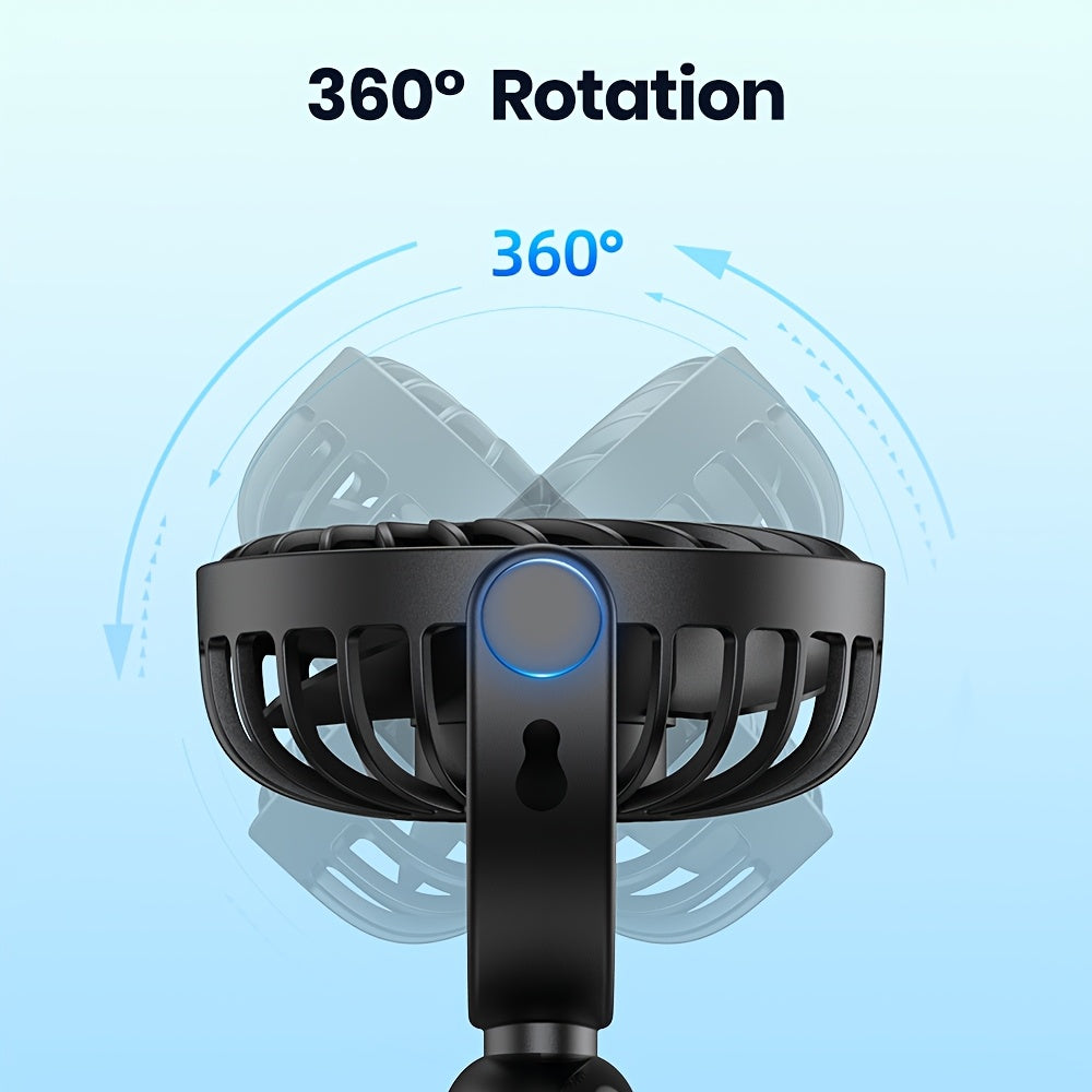 [Portable Handheld Fan] TOPK 3-in-1 Portable Handheld Fan | 360° Rotatable 4-Speed Mini Fan with LED Display, 5000mAh Rechargeable Battery, Durable Fan Blades for Home, Office, Travel & Outdoor