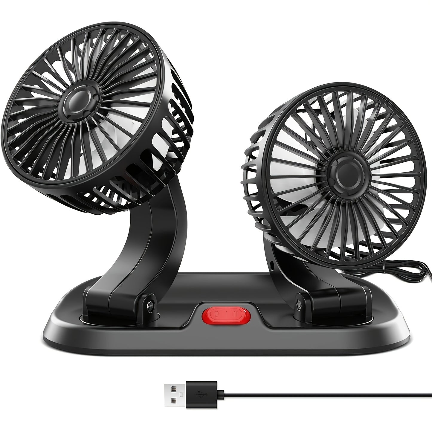 USB-5V Car Fan with Three Heads, Multi-Angle Adjustable, Unobstructed View, Suitable for Various Occasions, Compact and Lightweight, Space-Saving, Double-Sided Adhesive Installation, Easy to Install, Popular Car Fan, Usable in All Seasons