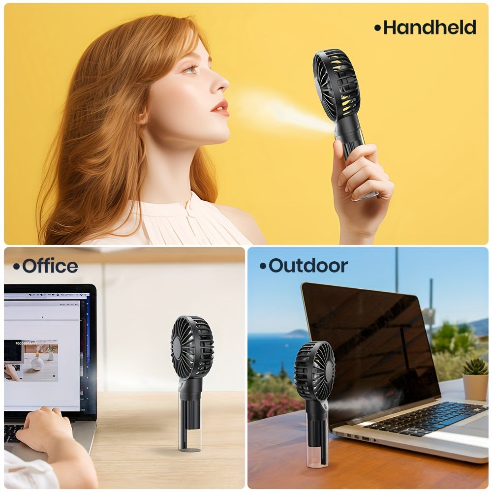 TOPK Portable Handheld Misting Fan Rechargeable Personal Mister Fan, Battery Operated Spray Water Mist Fan, Foldable Electric Mini Cooling Hand Fans for Beach Travel Outdoors Makeup, TOPK