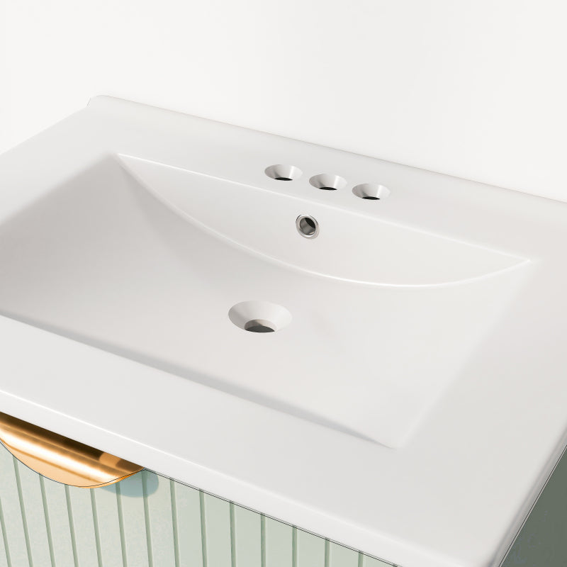 24" Modern Wall-Mounted Bathroom vanity with 2 Drawers, Green - Ideal for Small Bathrooms