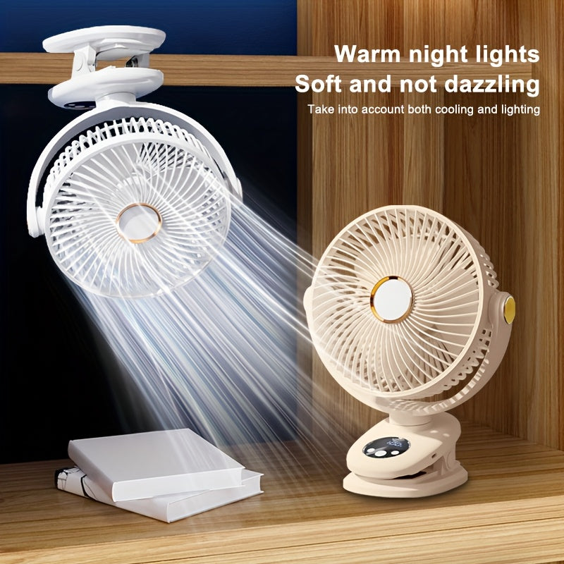 [5-speed Portable Fan] 5-speed Rechargeable Portable Fan | USB Desktop Fan, Clip-on Fan, Battery-powered Fan, 5000mAh, 720° Rotatable Automatic Shaker, Sturdy Fixture Suitable for Home, Camping, Treadmill Office