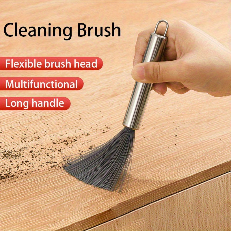 1/2pcs, Multi-purpose Long Handle Hanging Cleaning Brush-stainless Steel Handle, No Power, Ergonomic Design Suitable For Brushed, High Ceiling, Floor-light And Durable Bathroom And Kitchen Cleaning Scrubbing Brush.