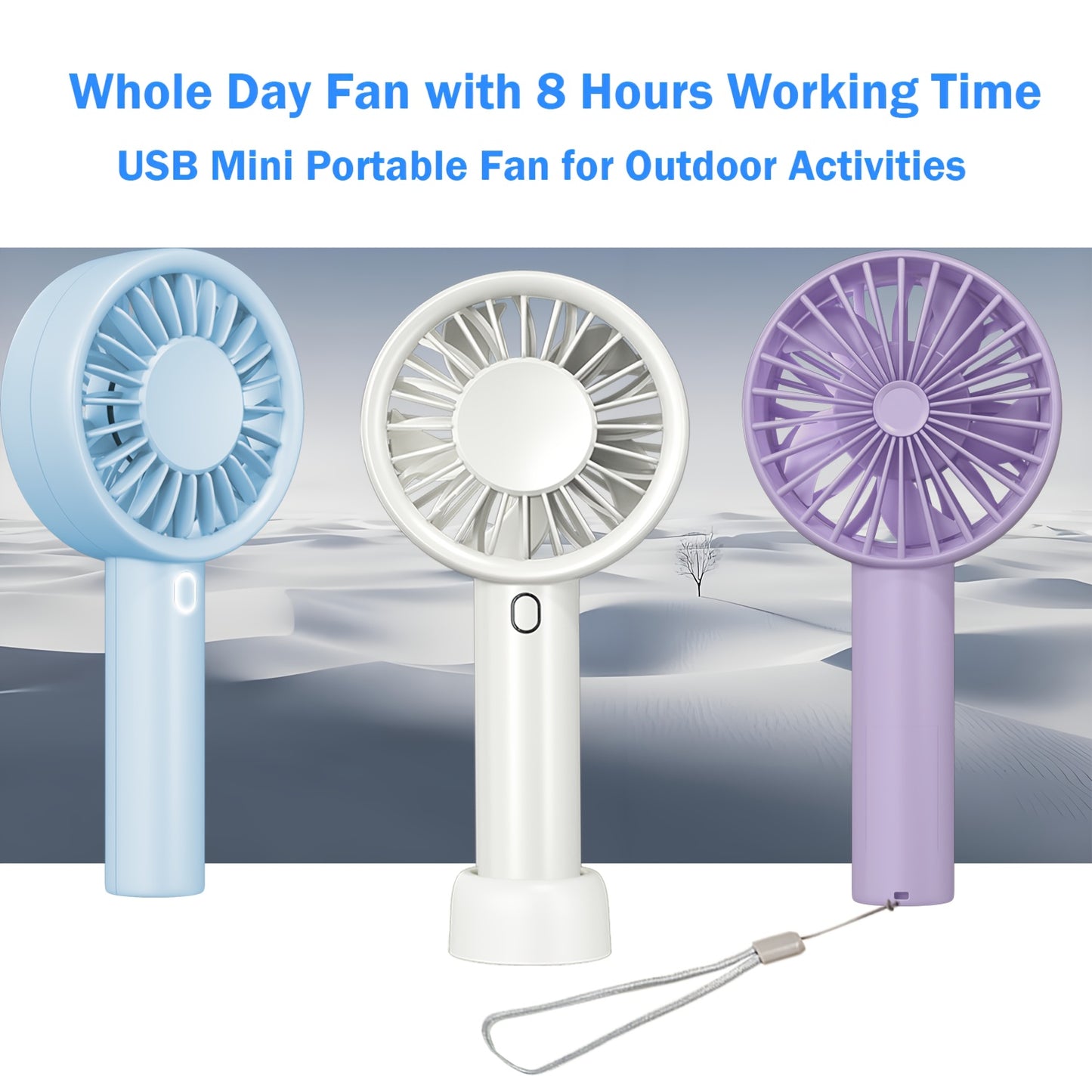 [Strong Turbo Fan] Portable Mini Handheld Fan | Super Strong Wind Turbo Fan With 3 Speeds Adjustable, Desktop & Cooling Hand Fan With Base, Travel Fan(8.5H Working Time) With USB Rechargeable Battery Operated