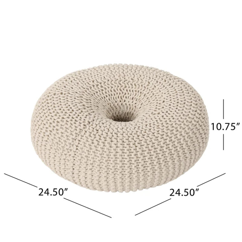 Everett Knitted Cotton Donut Pouf