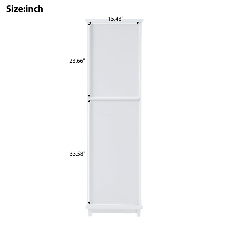 63" Tall Bathroom Storage Cabinet with Glass Doors, Free-Standing, Two Drawers, and Adjustable Shelves, MDF Board, Painted white - Perfect for Displaying Your Favorite Items