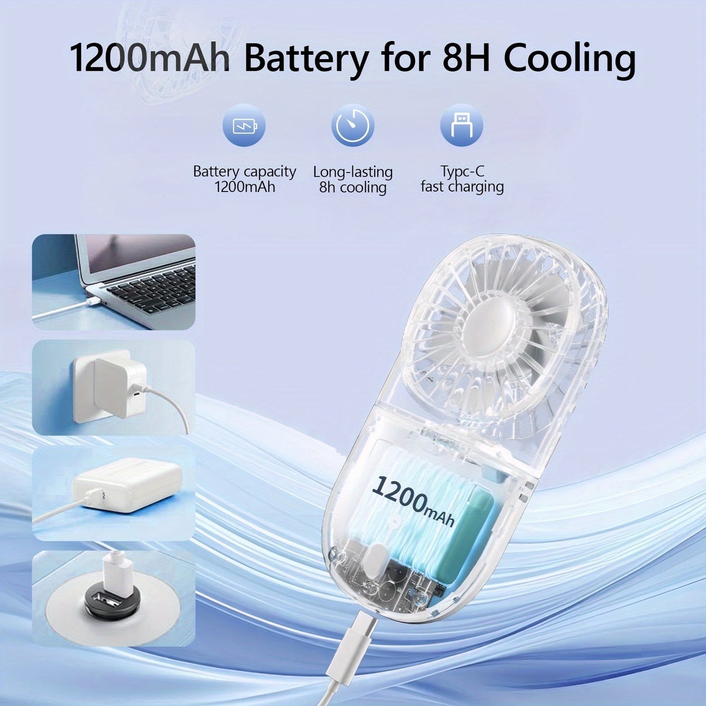 Neck coolerneck Fan with Lanyard - 5 Speed Settings, USB Rechargeable 1200mAh Battery, Ajust the angle 0-180°, Lightweight & Compact Design for Outdoor, Camping, Dorm, Office, and Travel - Portable Outdoor hanging eyelash fan, air conditioners fan