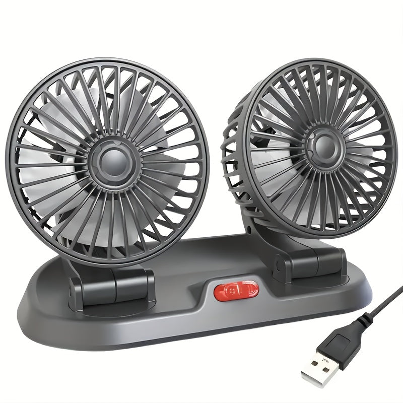 USB-5V Car Fan with Three Heads, Multi-Angle Adjustable, Unobstructed View, Suitable for Various Occasions, Compact and Lightweight, Space-Saving, Double-Sided Adhesive Installation, Easy to Install, Popular Car Fan, Usable in All Seasons