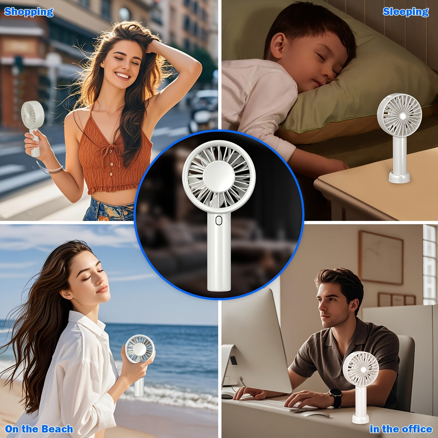 [Strong Turbo Fan] Portable Mini Handheld Fan | Super Strong Wind Turbo Fan With 3 Speeds Adjustable, Desktop & Cooling Hand Fan With Base, Travel Fan(8.5H Working Time) With USB Rechargeable Battery Operated