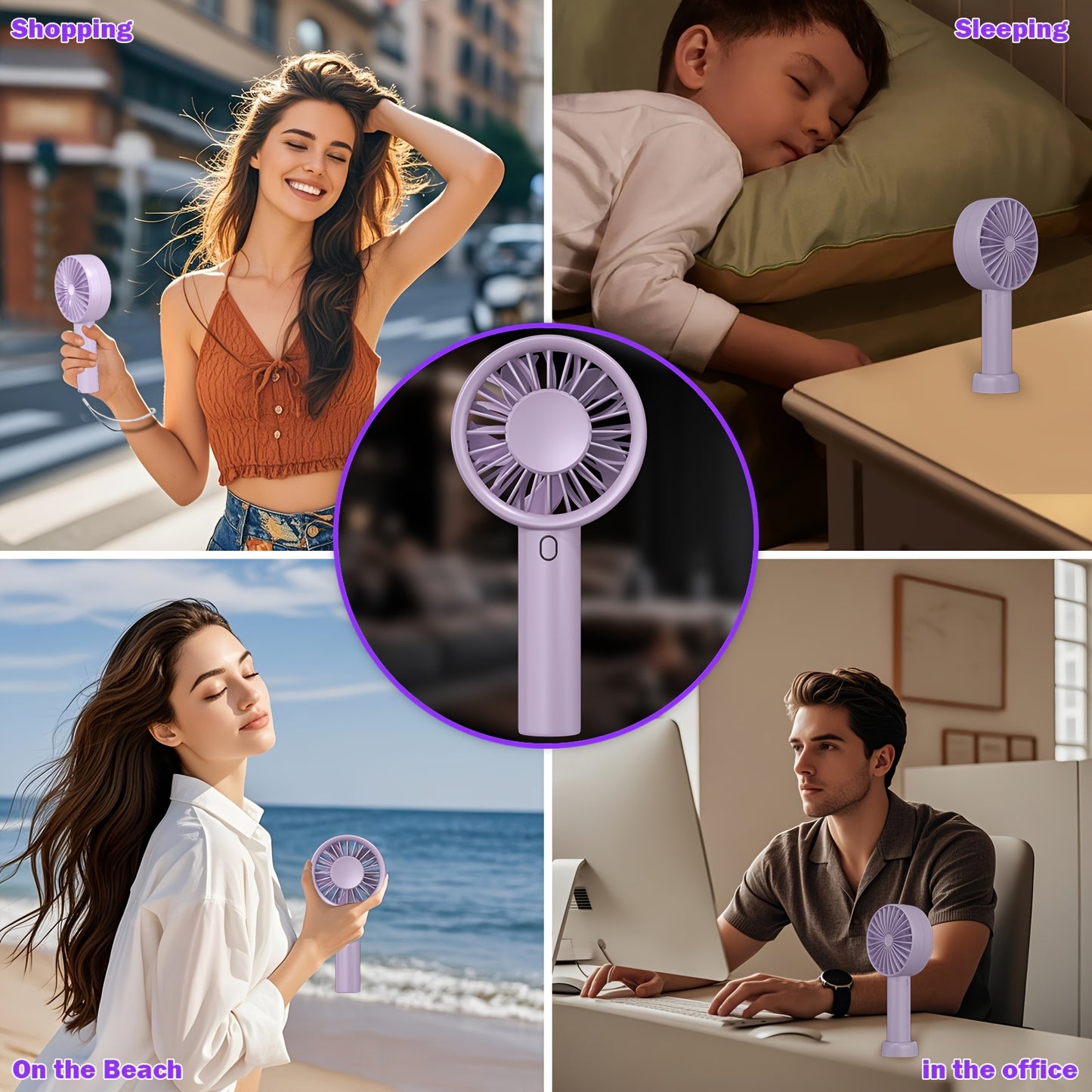[Strong Turbo Fan] Portable Mini Handheld Fan | Super Strong Wind Turbo Fan With 3 Speeds Adjustable, Desktop & Cooling Hand Fan With Base, Travel Fan(8.5H Working Time) With USB Rechargeable Battery Operated