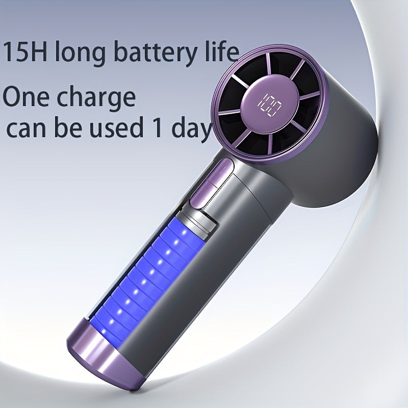 Fashionable Portable Handheld Fan, 1-100 Adjustable Speed - USB Charging, 3000mAh Lithium Battery, Digital Display - Ideal Choice For Travel, Camping, And Outdoor Activities - Perfect Gift For Men And Women, Portable Fan USB Fan