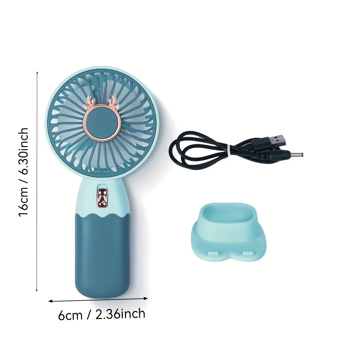 Desktop Fan, Portable Handheld Fan, Portable Outdoor Fan, USB Charging, 500mAh, Suitable for Outdoor, Indoor, Low Noise Work, Large Capacity Battery, Long-lasting Battery Life