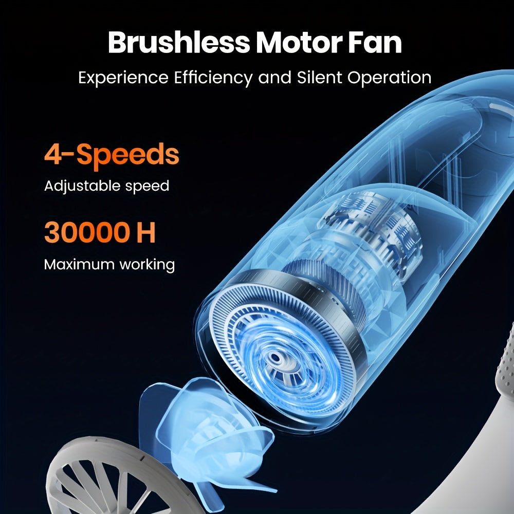 Warmco Portable Neck Fan Rechargeable[Upgraded Battery] Personal Cooling Wearable Neck Fan With Digital Display, 4 Speeds, 15-30H Runtime, No Hair Twisting - Gifts For Women Men Mom Dad