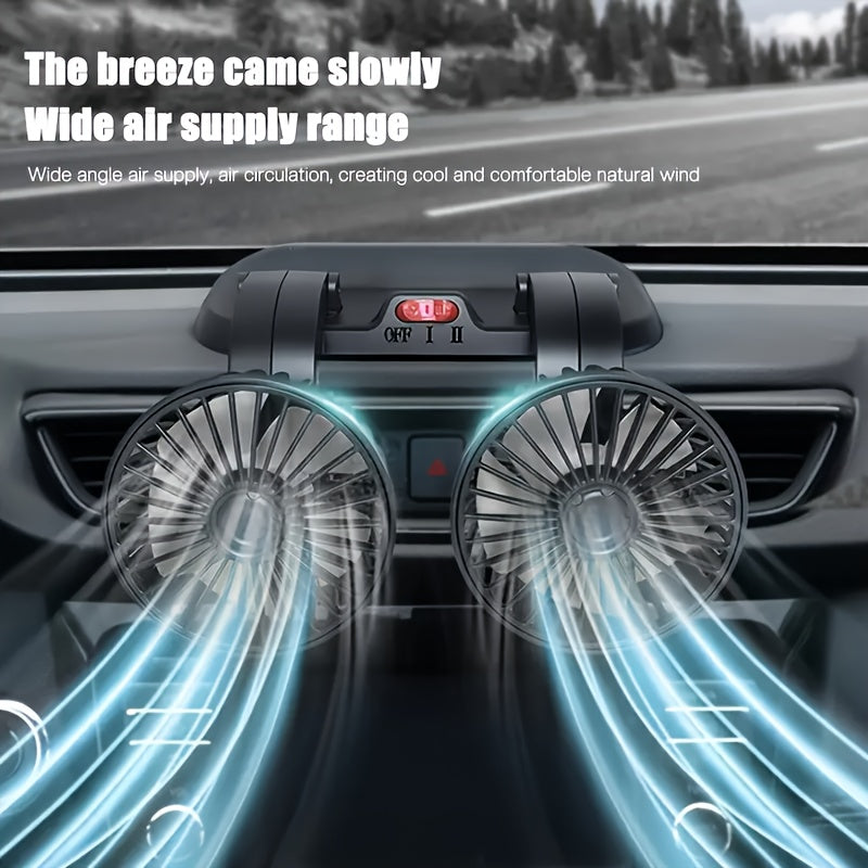 USB-5V Car Fan with Three Heads, Multi-Angle Adjustable, Unobstructed View, Suitable for Various Occasions, Compact and Lightweight, Space-Saving, Double-Sided Adhesive Installation, Easy to Install, Popular Car Fan, Usable in All Seasons