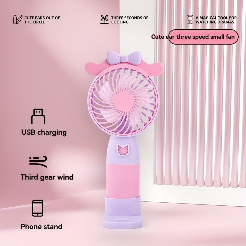 Mini Portable Wearable Fan With Phone Stand - Rechargeable, USB Charging, Handheld, Table Fan For Indoor And Outdoor Use - Perfect For Office, Travel, Camping, And Outdoors