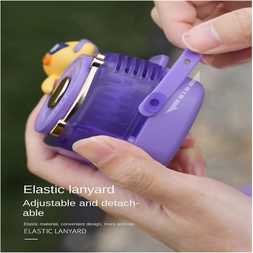 Cute Lazy Hanging Neck Fan, Mini Cartoon Outdoor Portable, Rechargeable Lanyard Leafless Small Handheld Fan for Friends