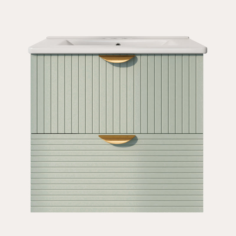 24" Modern Wall-Mounted Bathroom vanity with 2 Drawers, Green - Ideal for Small Bathrooms