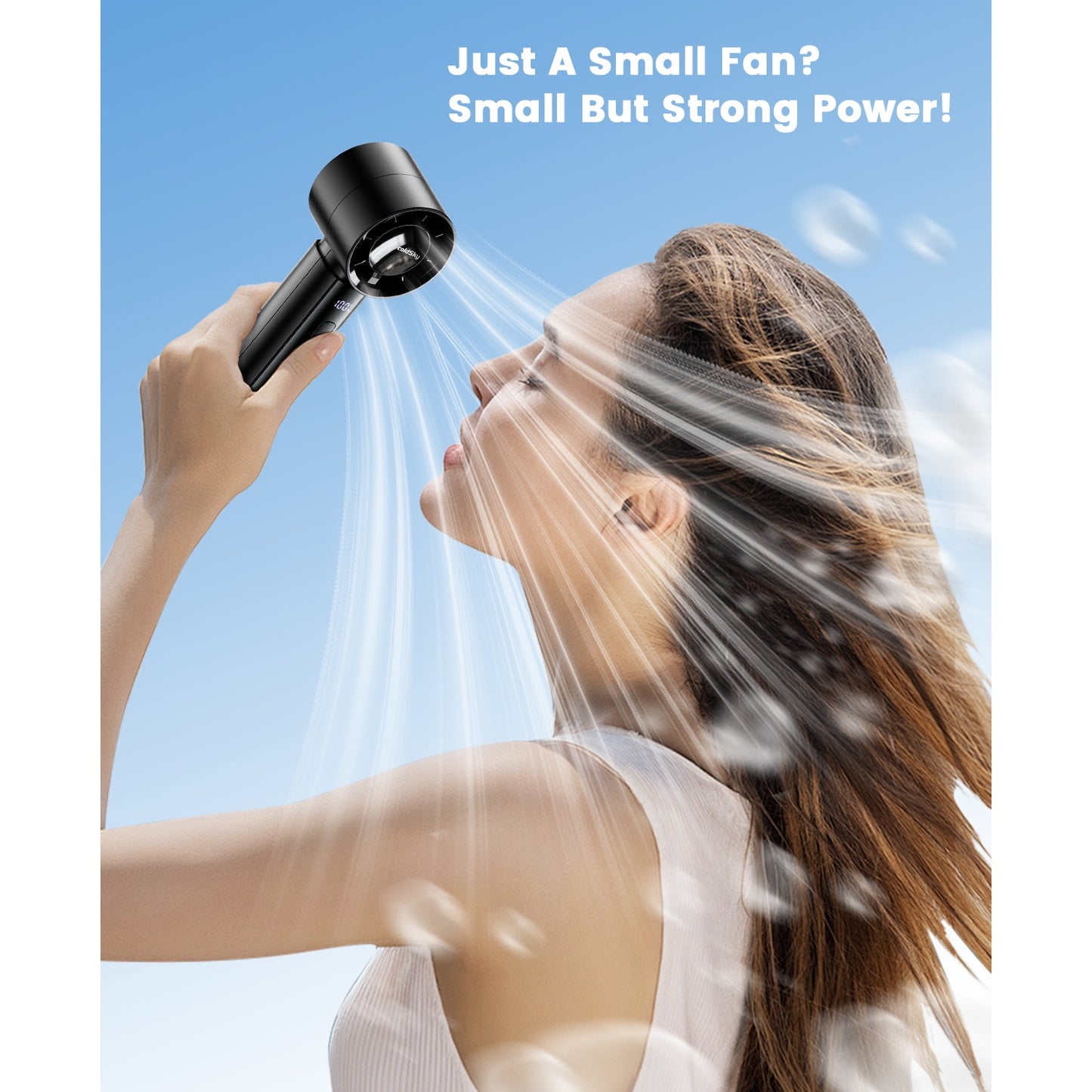 coldSky Portable Mini Fan with Digital Display - 3000mAh Lithium Battery, Ultra-Quiet & Powerful Cooling, 8-Hour Runtime, USB rechargeable, Detachable Lanyard - Ideal for Home, Office, Outdoor & Gifts
