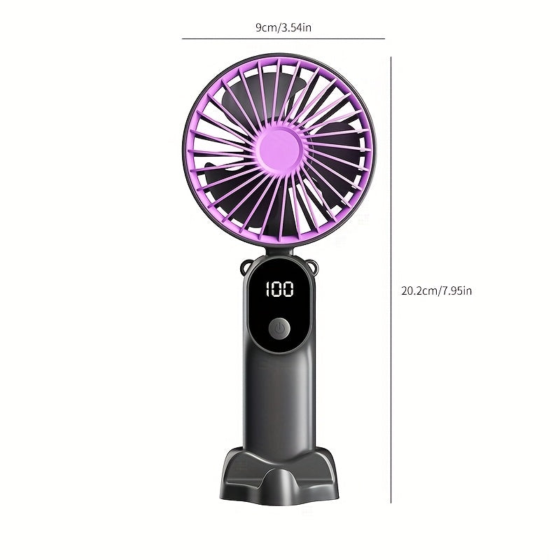 Mini Portable USB Fan with 6 Speeds and Digital Display - Foldable 3-in-1 Handheld, Neck, and Desktop Fan for Travel, Beach, and Outdoor Use - Rechargeable Lithium Battery, Travel Essentials | Modern Aesthetic | Compact Design, Portable Fans