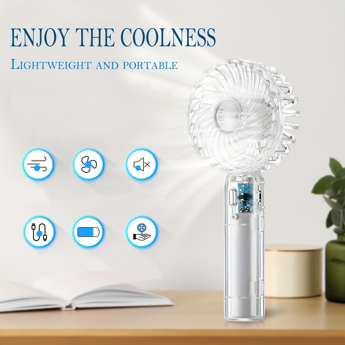 [Portable Fan] Rechargeable Portable Handheld Fan | USB Fan For Travel/Camping/Outdoor, Ideal Gift For Mother's Day, Father's Day, Valentine's Day, Birthday For Men And Women