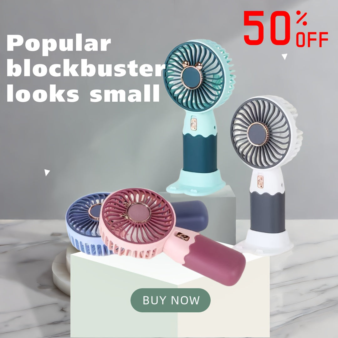 Desktop Fan, Portable Handheld Fan, Portable Outdoor Fan, USB Charging, 500mAh, Suitable for Outdoor, Indoor, Low Noise Work, Large Capacity Battery, Long-lasting Battery Life