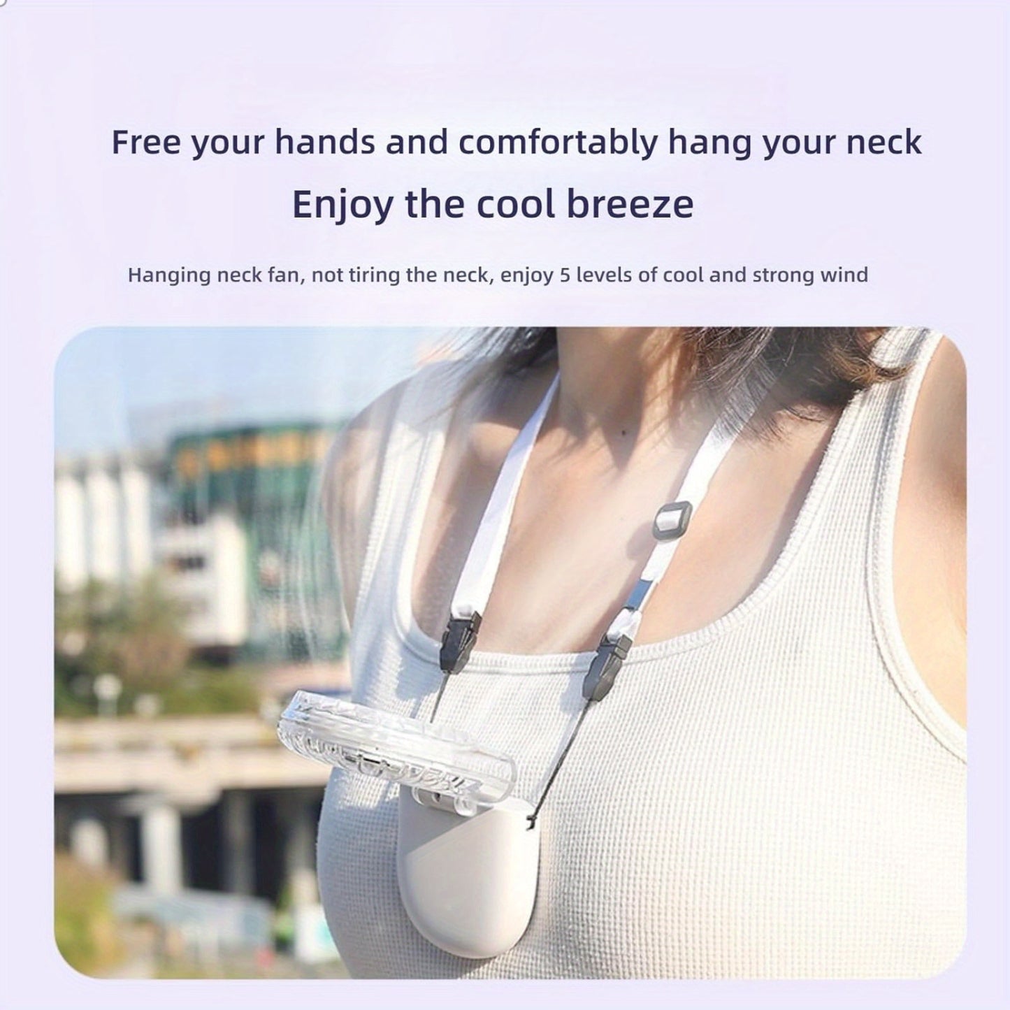 Portable Neck Fan - 5-Speed Folding Handheld & Desk Fan, USB-C Rechargeable 1200mAh, Lightweight Quiet Operation for Travel, Camping, Office, Indoor/Outdoor Use - Summer Essentials, Outdoor Cooling, Transparent Design, Brushless Dc Motor