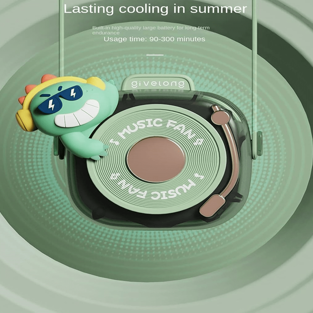 Cute Lazy Hanging Neck Fan, Mini Cartoon Outdoor Portable, Rechargeable Lanyard Leafless Small Handheld Fan for Friends