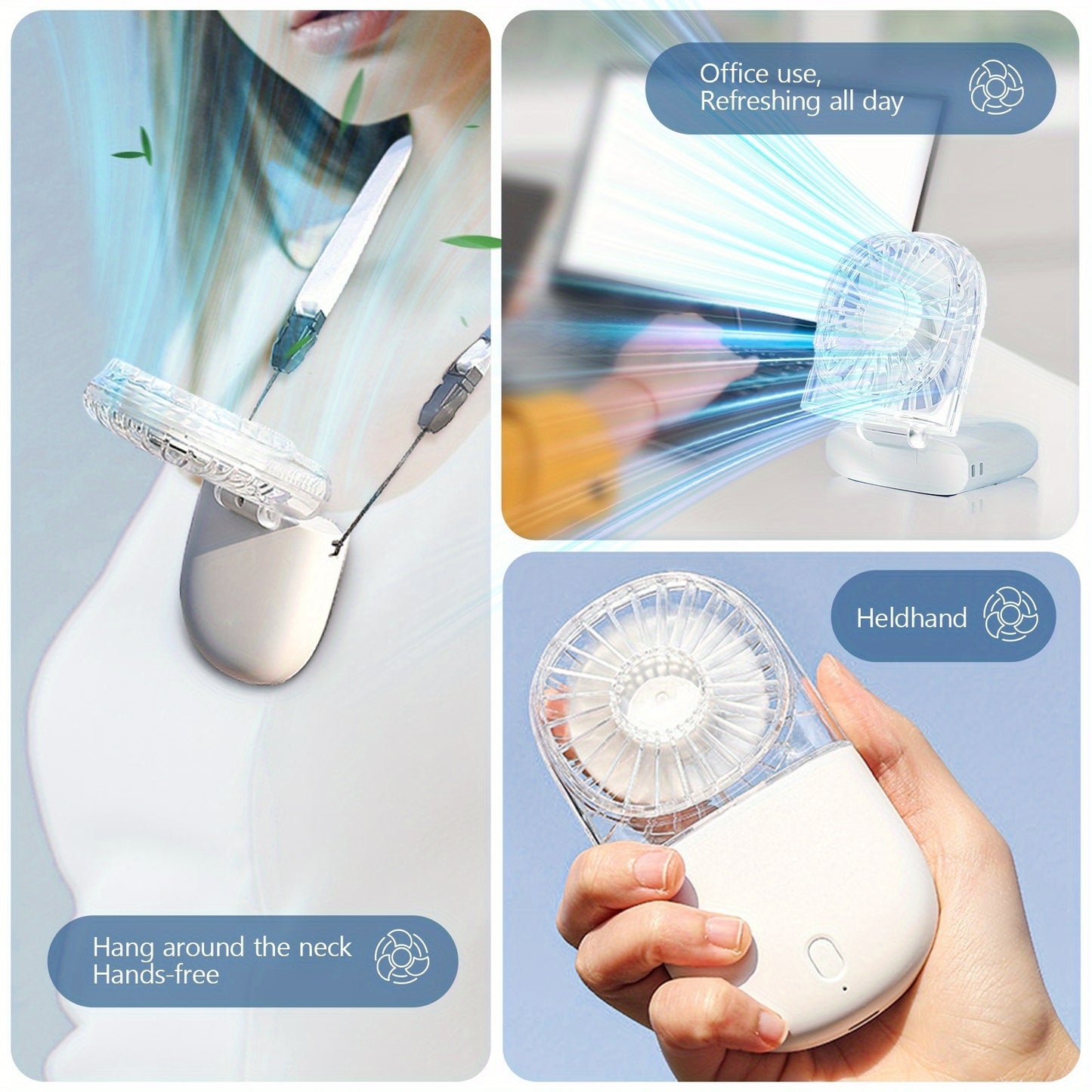 Neck coolerneck Fan with Lanyard - 5 Speed Settings, USB Rechargeable 1200mAh Battery, Ajust the angle 0-180°, Lightweight & Compact Design for Outdoor, Camping, Dorm, Office, and Travel - Portable Outdoor hanging eyelash fan, air conditioners fan