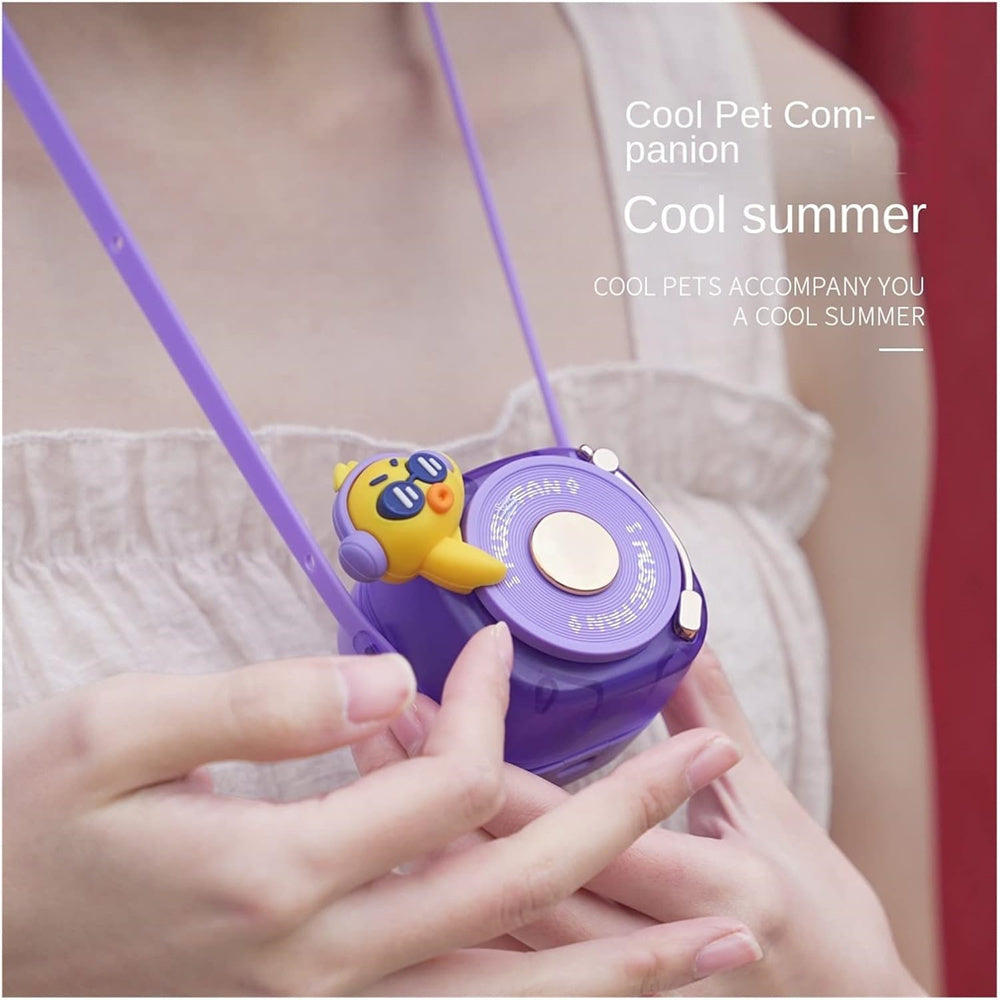 Cute Lazy Hanging Neck Fan, Mini Cartoon Outdoor Portable, Rechargeable Lanyard Leafless Small Handheld Fan for Friends